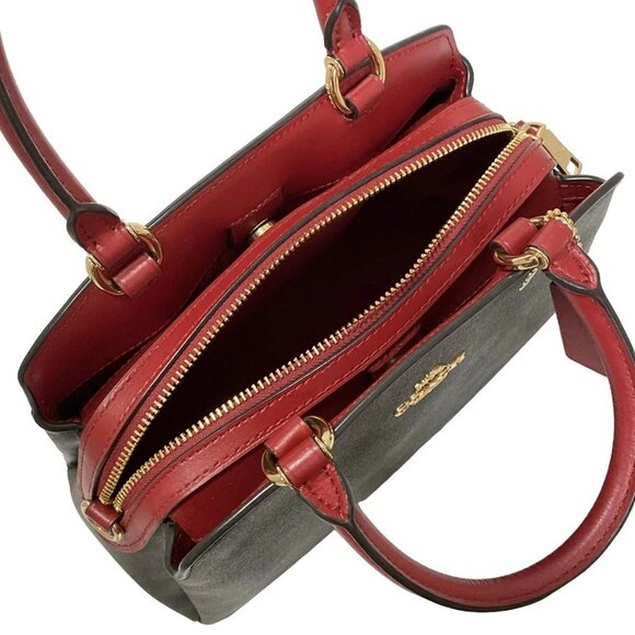 Auth COACH Mini Lillie Carryall 91494 Dark Brown Black Red PVC Leather - Handbag - Picture 7 of 10